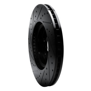 Cadillac SRX Brake Rotor (1) - Front Right - R1 Concepts - Drilled & Slotted - Black - `10-`16